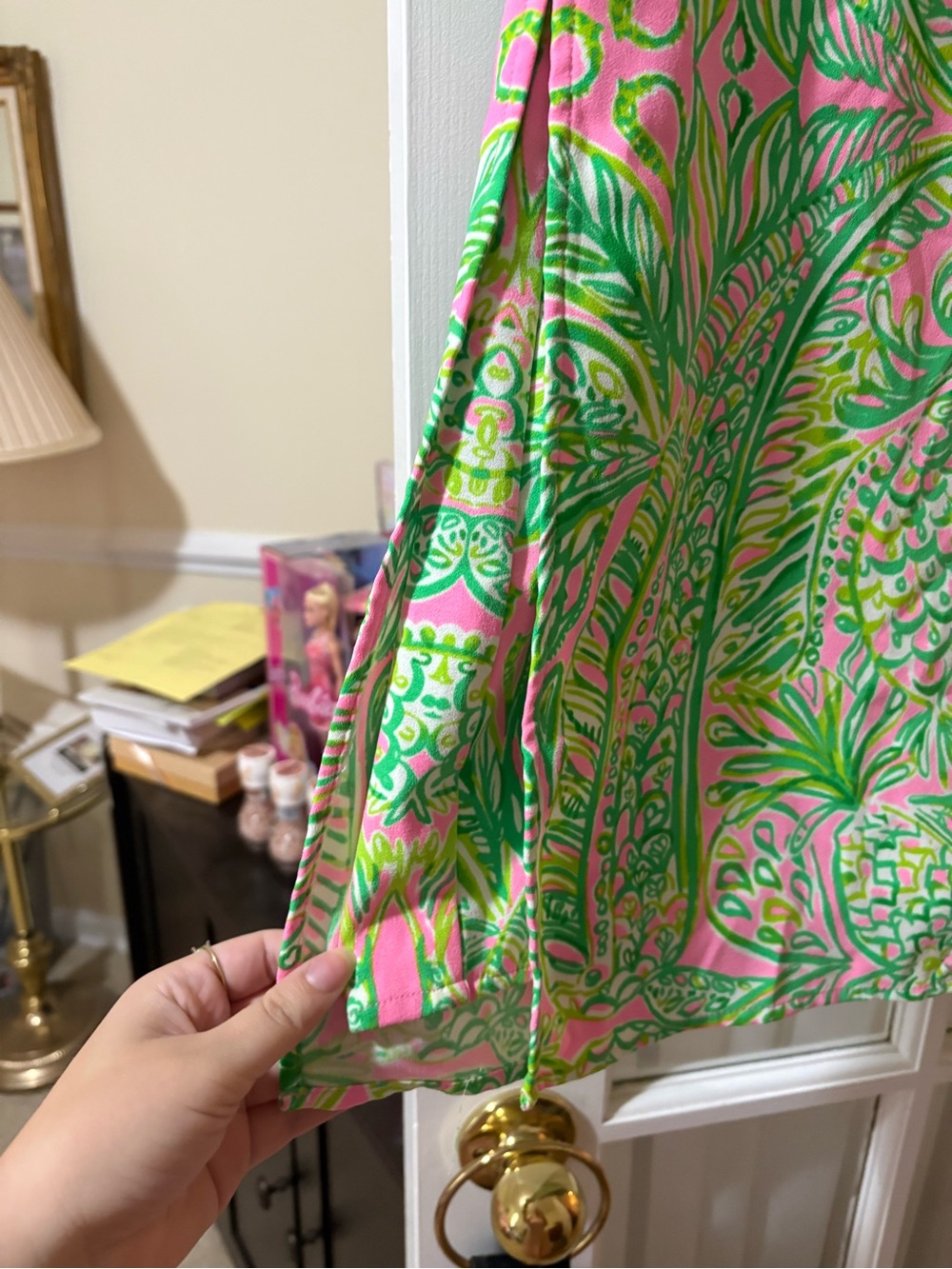 Lilly Pulitzer Hot Pink Romper with Bright Green Print - Picture 5 of 13
